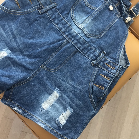 Denim Overall Shorts - Picture 2 of 6